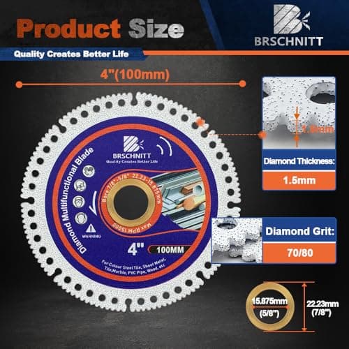 BRSCHNITT Indestructible Disc for Grinder 4inch 2pcs-7/8 Arbor Multifunctional Cutting Discs for Smooth Cutting, Chamfering, Grinding Materials - Thumbnail 2