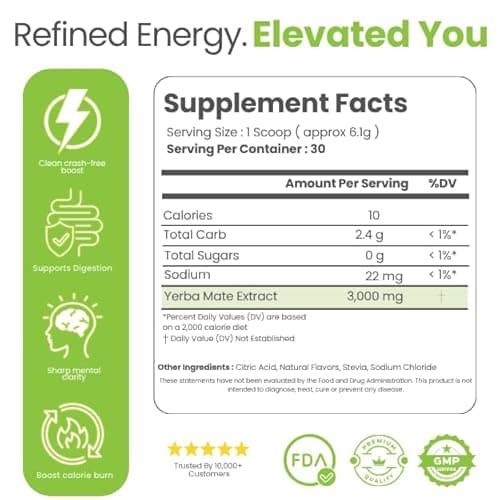 Liv Matte Yerba Mate Instant Tea Powder Sugar Free Natural Caffeine, Peach Mango, 30 Servings - Thumbnail 2