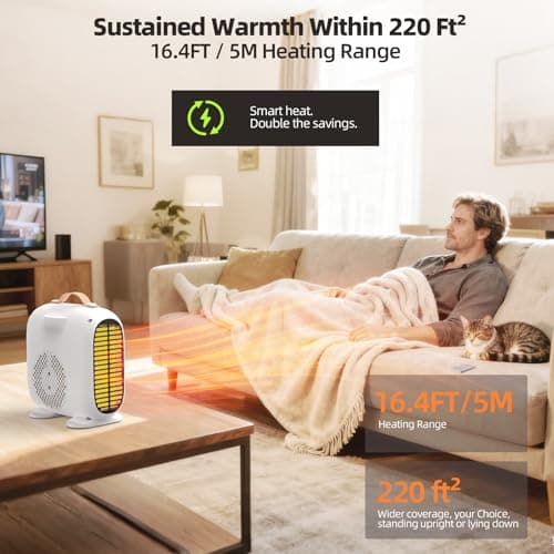 Gyrivav Space Heater, Portable Heaters for Indoor Use with Remote, LED Display, 18H Timer, 3 Modes, Vertical and Horizontal Use, No Temp Display, 1500W Fast Safety Heat for Bedroom, Home, Office - Thumbnail 5