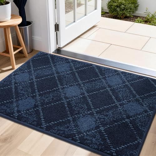COSY HOMEER Door Mat Non-Slip, Soft Absorbent TPR Backing Doormat for Front Door Inside Entrance, Washable Low Profile Mats for Pets & Family, 20" x 32", Navy Blue - Image 1