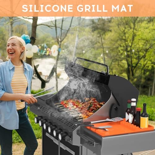 JACZZO Silicone Grill Mat for Blackstone Griddle Accessories,17x11.5 Large Silicone Spatula Mat with Drip Pad, BBQ Griddle Tools for Outdoor Grill Kitchen Counter (Orange) - Thumbnail 6
