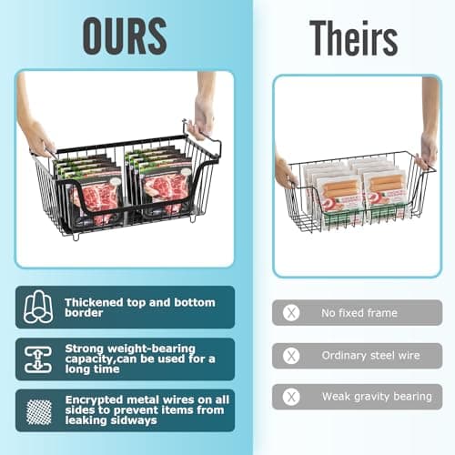 GAOKASE 6 Pcs Stackable Wire Baskets for Pantry Organizers and Storage,Vegetable Fruit Basket for Countertop,Kitchen Storage Metal Baskets,Produce Potato Onion Storage Bin,Black - Thumbnail 6