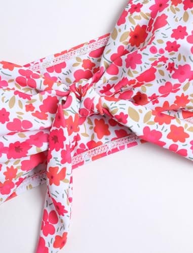 ZAFUL High Waisted Bikini Sets for Women Swim Suits 2026 Tummy Control Ruched Bikini Two Piece Bathing Suit Swimwear Pink Floral X-Large - Thumbnail 5
