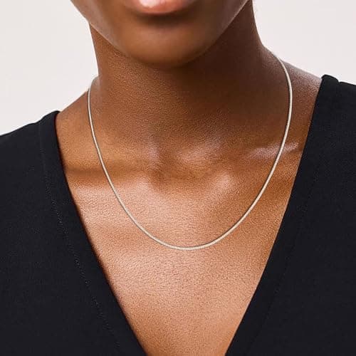 Goldegg Silver Chain for Women, 925 Sterling Silver Chain Dainty 1mm Silver Box Chain Necklace for Women(18 Inches) - Thumbnail 3