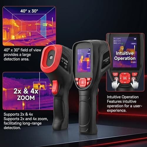 phonebus Link RCX100 Handheld Thermal Imaging Camera, 320x240 TISR Enhanced (160x120 IR), 2.8" 500-Nit Screen Infrared Imager, -4°F to 1022°F, 25Hz, Pro Tool for Home Inspection, HVAC, Electrical - Thumbnail 4