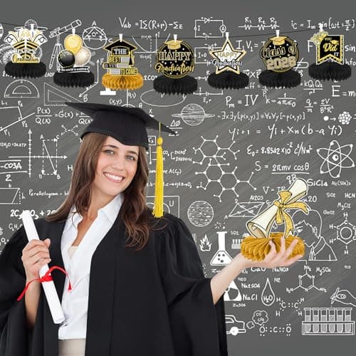 12 Pcs Graduation Centerpieces for Tables 2026, Graduation Decorations Class of 2026, Graduation Party Centerpiece Table Decorations, Graduation Party Decorations 2026, Graduation Party Supplies(Gold) - Thumbnail 6
