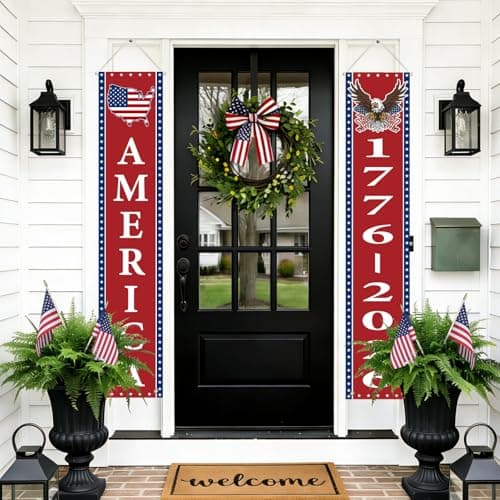 250th Anniversary American Banners - 2 Pack 4th of July Decorations Banner - 1776-2026 250th Anniversary Patriotic Hanging Banner Red White and Blue Independence Day Decor for Indoor Outdoor - Thumbnail 4