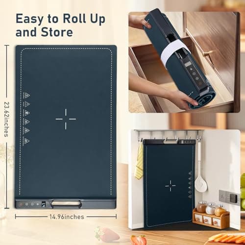 Food Warming Tray,10-Second Fast Heating,7 Temperature Settings with Timer & Overheat Protection.Warming Trays for buffets Party & Daily Use, Flexible Storage,Keeps Food Warmers and Fresh (Dark Blue) - Thumbnail 4