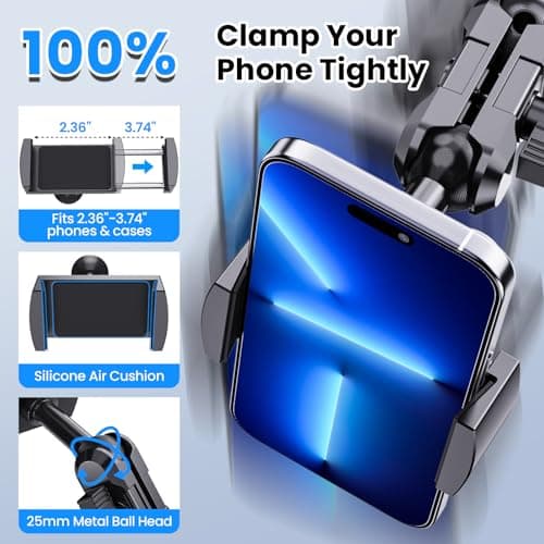 DIAMOOKY Upgraded Metal Phone Mount Compatible with Jeep Wrangler JK JKU 2018 2017 2016 2015 2014 2013 2012 2011 Accessories, Dash Phone Holder with Duck Mounts System Kit - Thumbnail 6