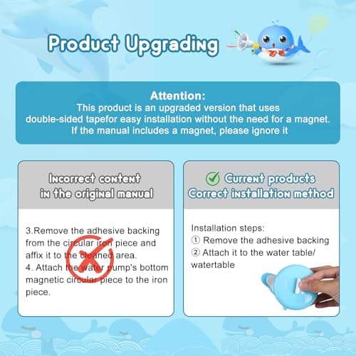 New Water Table Pump, Dolphins Cordless Rechargeable Pump for Water Tables, 3 Hours of Non-Stop Work Fun Water Fountain Play, No Drill Installatio, Water Play Table Accessories for Toddlers & Kids - Thumbnail 6