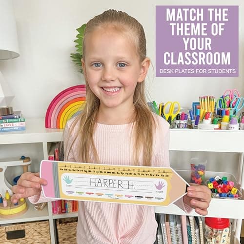 Hadley Designs Desk Name Tags for Classroom –36 Student Name Tags for Desks, 14.5x4 Name Plates for Classroom Decor, Teacher Supplies Pastel Nametags, 1st-3rd Grade Kindergarten Preschool Must Haves - Thumbnail 5