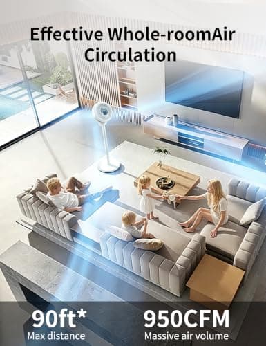 Standing Fan for Bedroom, Omnidirectional 180° Oscillating Quiet Pedestal Floor Fans, 25dB Ultra Quiet DC Cooling Fan Blows Cold Air with Remote, 15 Speed, 3 Modes, 12H Timer, 15-38" Height Adjustable - Thumbnail 4