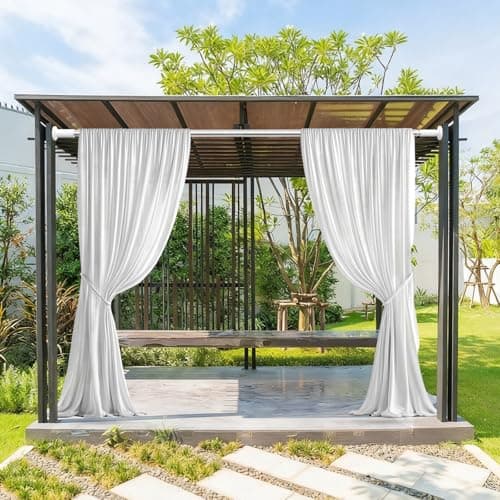 ZOCONE Shower Curtain Rods 51-148 In(4.25-12Ft), Tension Curtain Rods No Drilling, Heavy Duty Long Tension Rod, Outdoor Curtain Rods for Patio, Curtain Pole Christmas Garland Rod, Stainless Steel - Thumbnail 2