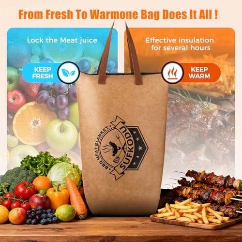 Sufkodu 21in Insulated BBQ Blanket for Resting Meat, Heavy-Duty Meat Resting Bag with Wide Mouth for Briskets, Pork, Turkey, Moisture Retention - Smoker Accessories, BBQ Gifts for Men - Thumbnail 4