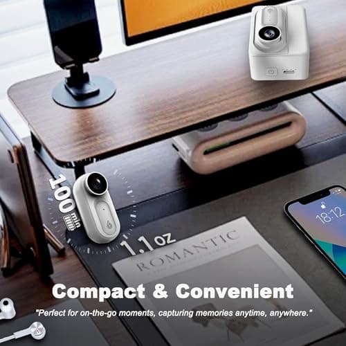 Catchallway Mini Body Camera Action Cam with Auido & Video Recording - 64G IPX7 Waterproof Thumb Size Hands Free Body Worn Cameras - Wearable Portable Camcorder for Work Travel Pet Walk Vlog(White) - Thumbnail 2