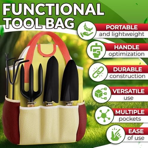 10 Pcs Gardening Tool Set for Women – All-in-One Garden Tools Set with Handy Tote Bag, Ergonomic Design & Rust-Resistant Steel – Gardening Tools for Women for Easy Garden Care & Gifts for Plant Lovers - Thumbnail 4
