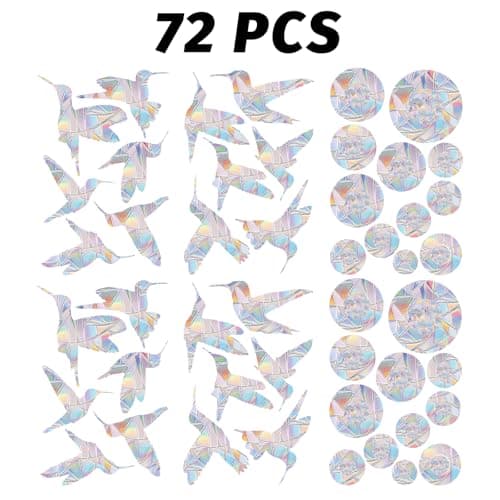 72 Pcs Window Decals to Prevent Bird Strikes - Anti-Collision Window Stickers for Birds, Rainbow Window Clings for Glass Windows, Reusable Static Clings for Bird Window Deterrent, No Glue Needed - Thumbnail 6