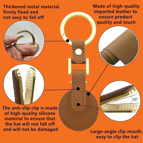 zebricolo Hat Clip for Travel, 360-degree swing, no hat will fall off, hands-free,Travel Hat Hooks,Vacation Beach Cruise Essentials Accessory, Gift box packaging,dark brown - Thumbnail 2