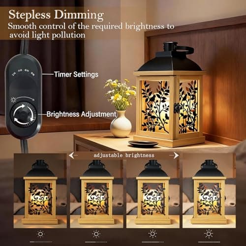 Candle Warmer Lamp, with Timer and 2 Bulbs Dimmer Farmhouse Lantern for Top-Down Adjustable Candle Warmer, Electric Lamp for Jar Candles, Auto Shut Off Home Decor Gift for Women (Handmade Wood) - Thumbnail 6