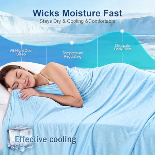 KMUSET Cooling Blanket King Size (90"x108"), Double Sided Summer Cooling Blankets for Hot Sleepers & Night Sweats, Lightweight Blanket for Sofa Bed Couch & Bedroom, House Warming Gifts Powder Blue - Thumbnail 4
