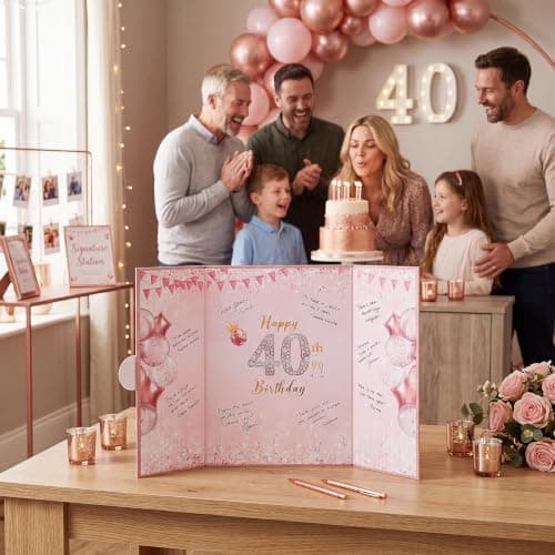 WSICSE 40Th Birthday Guest Book Alternative Card, Rose Gold, 18 x 12 Inch - Thumbnail 6