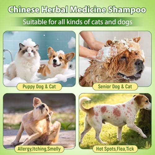 Cat and Dog Shampoo Conditioner, Hypoallergenic Medicated Puppy Shampoo，Veterinary Formula Dog Shampoo for Allergies and itching，Itchy Skin Relief for Smelly Dogs, Natural Sensitive Skin Care - Thumbnail 5