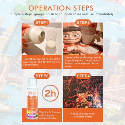 Puzzle Glue with Built-in Sponge Applicator – Clear Jigsaw Puzzle Glue for Preserving, Sealing & Framing Finished Puzzles, Dries Clear, Strong Hold, No Streaks – 120ml - Thumbnail 5