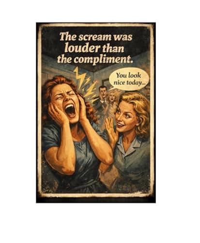 The Scream Was Louder Than the Compliment Metal Tin Sign, 8x12 Inch Vintage Retro Art, Funny Office or Home Decor, Humorous Quote Sign, Pre-drilled Holes for Easy Hanging