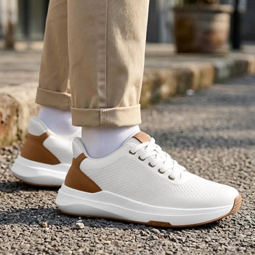 Coostar White Sneakers Men Casual Shoes with Arch Support Orthopedic Dress Sneakers Comfortable Business Shoe White Size 11 - Thumbnail 3