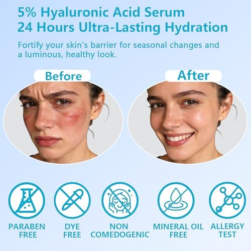 5% Hyaluronic Acid Serum for Face, 4D Multi-Layer Hydration, Ultra Hydrating Anti-Aging Serum, Moisturizer for Dry & Sensitive Skin, Pre-Makeup Skincare, Single-Use Ampoule 0.05fl oz x 30e - Thumbnail 5