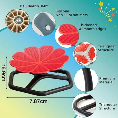KYZDZQ Spinning Chair for Autistic Kids,Sensory Swivel Chair, 220LBS Weight Capacity, Sensory Toy for ADHD & Autism 3-6 Years Children,Training Body Coordination, Metal Base Non-Slip Design (Red) - Thumbnail 2