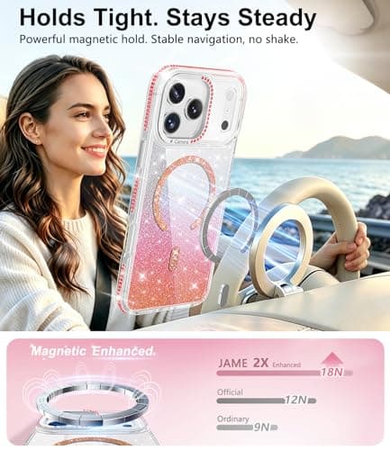 JAME for iPhone 17 Pro Max Case Girly with Magnetic Glitter Card for Women - Thumbnail 4
