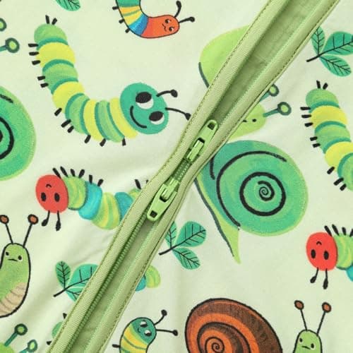 NewSeed Baby One-Piece Footies Long Sleeve Rompers 2-Way Zipper, Baby Bodysuit Bamboo Clothes for Boys Girls (Caterpillar and Snails, 1-3M) - Thumbnail 4