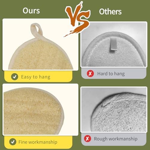 Natural Loofah Exfoliating Body Scrubber(2Pack),Made from Organic Bath Luffa for Women and Men - Thumbnail 4