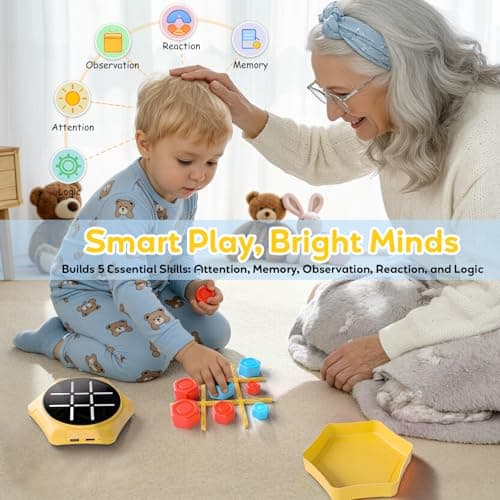 Tic Tac Toe Handheld Game Bolt : VORQXIN Digital Electronic Brain Teaser - 5 in1 Portable Mini Console Mute Function Travel Games for Car Ride,Unique Gift for Boys Girls and Adults - Thumbnail 2