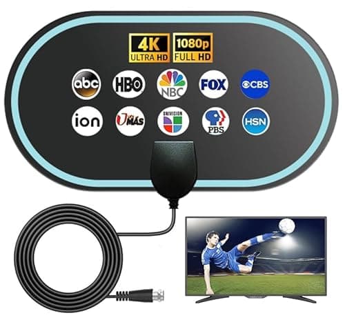 TV Antenna for Smart TV Indoor,HD Digital TV Antennas Long Range Signal Reception Up to 900 Miles, Support 4K 1080p All TVs,Easy Installation, Tv Receiver for Local Channels 10ft HDTV Coax Cable