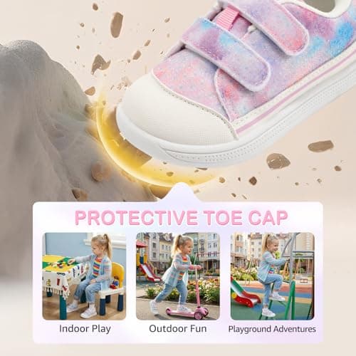 noorkiz Toddler Wide Toe Box Barefoot Shoes Glitter Girls Sneakers Lightweight Fashion Kids First Walking Shoe for School Preschool Activities Tie-Dye Pink Toddler Size 10 - Thumbnail 6