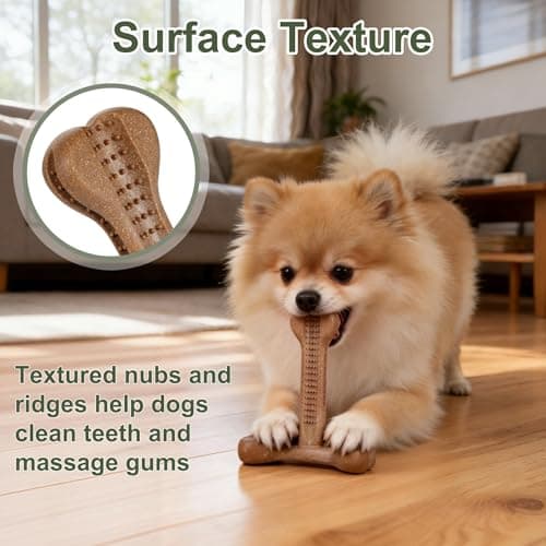 JoviQ Dog Chew Toy for Aggressive Chewers T-Shaped Tough Dog Bone Toys for Small Medium Large Breed to Keep Them Busy (Small-Under 20LBS, Bacon Flavored) - Thumbnail 5