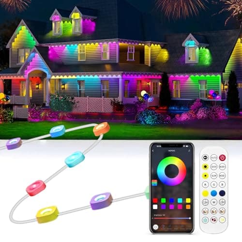 Gaoxun 100ft Permanent Outdoor Lights, RGBW Smart Eaves Lights with 36 LED, APP/Remote Control, Dimmable, 47 Scene Modes, DIY Modes, IP67 Waterproof Christmas Lighting for Daily Holiday Decorations - Image 1