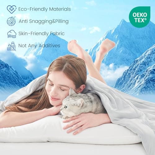 Topcee Cooling Comforter 60"x90"-Cooling Blanket Everlasting Cold Touch for Hot Sleepers-Q-max 0.35 Double-Sided Lightweight Design Summer Ice Blanket for Night Sweats-Grey Twin - Thumbnail 6