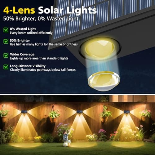 T-SUN Solar Fence Lights Outdoor, 7 Fixed Colors and Color Changing Fence Lights Solar Powered, IP65 Waterproof LED Dusk to Dawn Deck Light for Porch Backyard Wall Step Patio Railing Pool (6 Pack) - Thumbnail 3