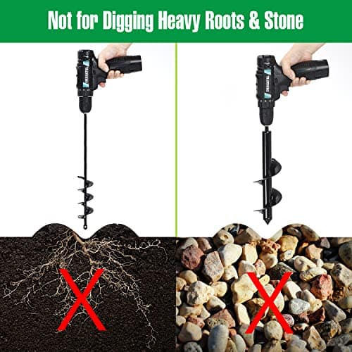 DEEGETEL Auger Drill Bit for Planting 4 Pack, Garden Ground Earth Spiral 3/8" Hex Drive Drill, Easy Bulb Post Hole Digger Flowers, Metal Bedding Digging Plant Rapid Planter Tool - Thumbnail 6