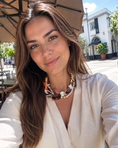 Layered Silk Scarf Choker Necklace for Women Fashion Brown Pearl Bandana Necklaces with Charms Elegant Formal Costume Prom Jewelry Gift - Thumbnail 3
