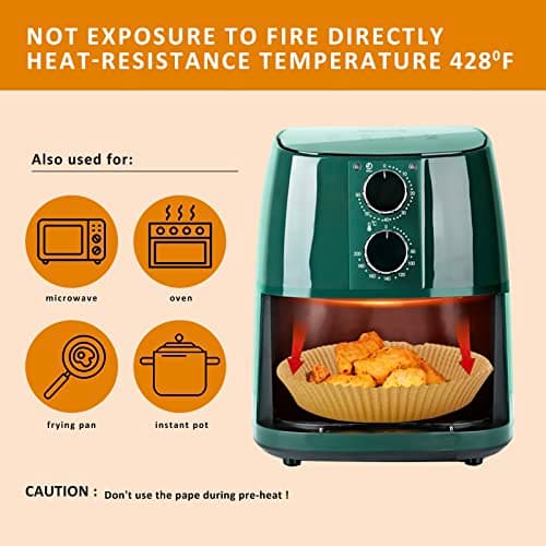 Disposable Air Fryer Paper Liners, 100 Pcs Round Non-Stick Parchment Paper, Oil-proof,Water-proof Cooking Baking Roasting Filter Pater for Air Fryers Basket, Microwave Oven, Frying Pan - Thumbnail 3