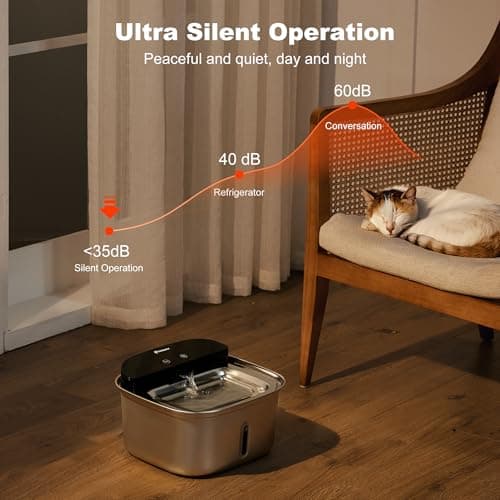 HOLAPAW Wireless Cat Water Fountain Stainless Steel, 128oz/3.78L Cordless Automatic Water Dispenser for Cats and Dogs, Battery Operated Drinking Fountain for Pets with Motion Sensor, Ultra Quiet Pump - Thumbnail 5