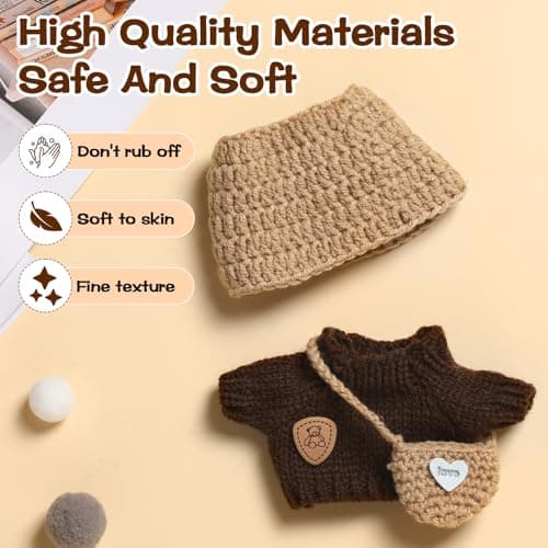 Clothes for Blind Box Dolls, Premium 3-Piece Handcrafted Crochet Doll Clothes Suitable for 15-17CM Plush Blind Box Doll Accessories Set Outfit (Knitwear) - Thumbnail 5
