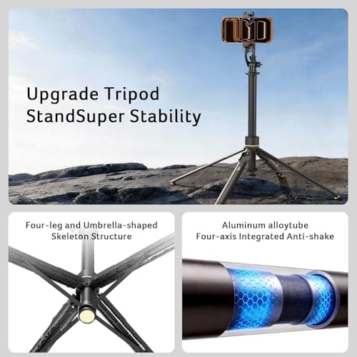 Acer Gadget Magnetic Tripod for iPhone – 70.8” Magnetic Phone Tripod with Auto Open Magnetic Phone Mount Bluetooth Remote Adjustable Height for Vlogging YouTube TikTok Video Recording - Thumbnail 4