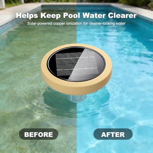Solar Pool Ionizer for Above Ground, Floating Copper Pool Cleaner Purifier Cuts Chlorine by 85% Works for Pools Up to 45,000 Gal, Swimming Pools Water Cleaner for in-ground Pools and spas (Yellow) - Thumbnail 2