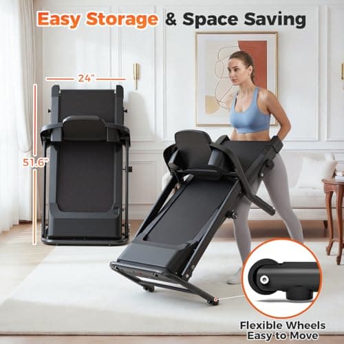 Lastforever Folding Treadmill for Home Use, 2.5HP Quiet Motor, 0.5–7.5 MPH with 8% Manual Incline, Compact Electric Treadmill with LED Display, 300 LBS Capacity, Cup Holder & Safety Key - Thumbnail 4