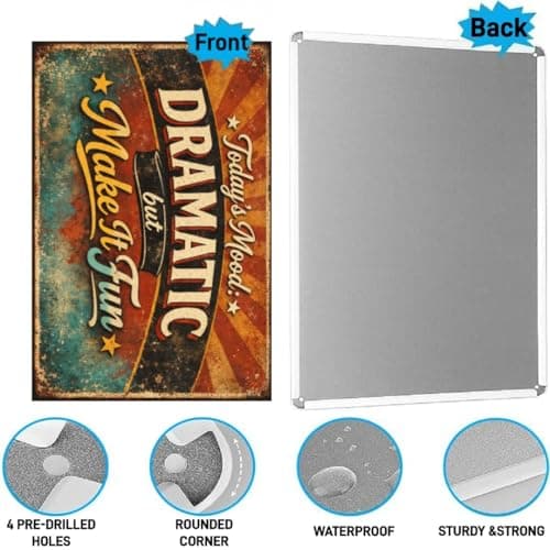 Todays Mood Dramatic But Make It Fun Tin Sign Vintage Quote Metal Wall Art Retro Colorful Humor Plaque Decorative Wall Decor Home Office Room 8x12 Inch - Thumbnail 5